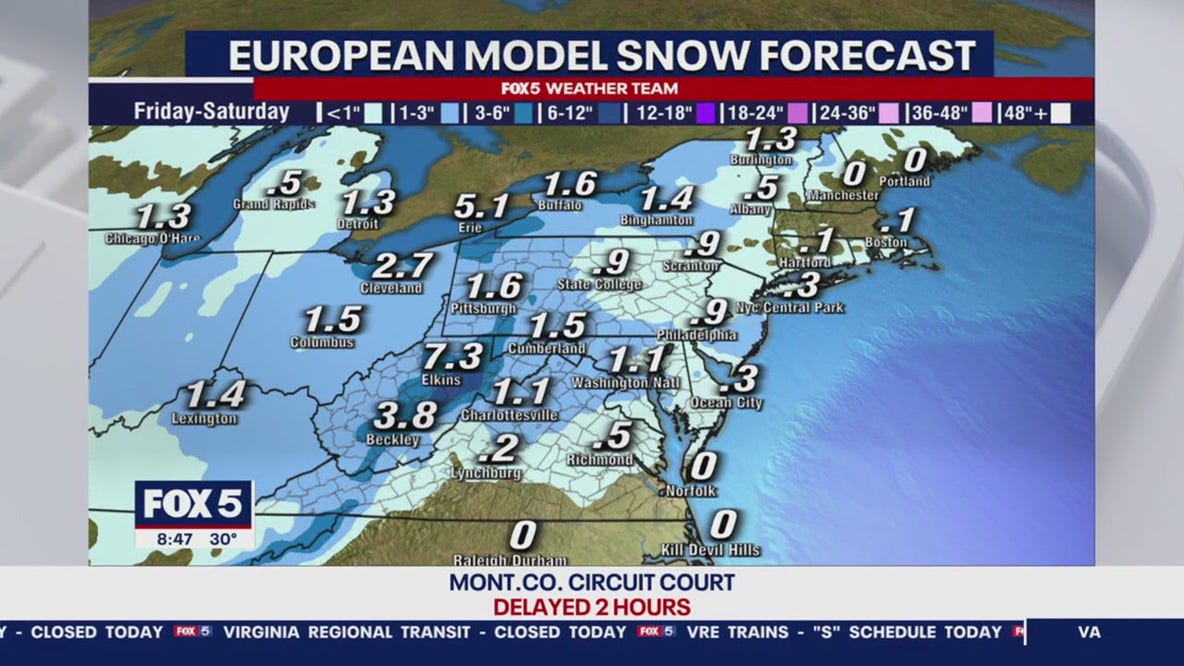 Snow forecast DC, Maryland, Virginia: More snow on the way Friday?